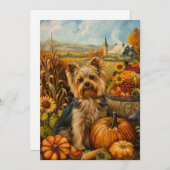 Cartes Pour Fêtes Annuelles Biewer Terrier Chien Récolte d'Automne Action de G (Devant / Derrière)