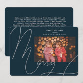 Cartes Pour Fêtes Annuelles Big Bold Fun Navy Blue Script Joyeux vacances (Devant / Derrière)