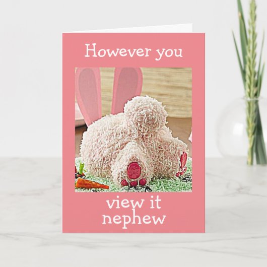CARTES POUR FÊTES ANNUELLES BIG BUNNY BUTT EASTER SOUHAITANT "NEPHEW" (Devant)