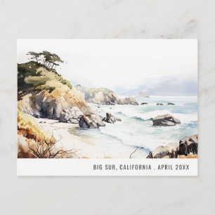 Cartes Pour Fêtes Annuelles Big Sur, Californie Paysage Aquarelle Voyage