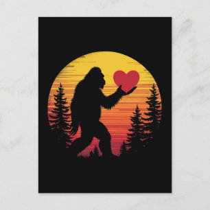 Cartes Pour Fêtes Annuelles Bigfoot Coeur Valentines Aimer Sasquatch coucher d