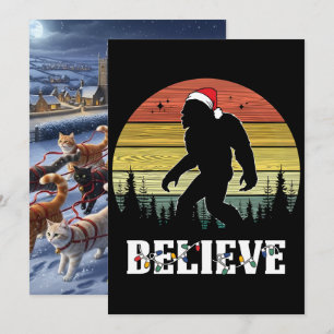 Cartes Pour Fêtes Annuelles Bigfoot drôle de Noël portant un chapeau de Père N