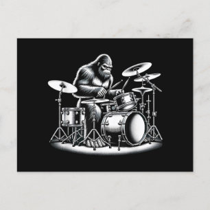 Cartes Pour Fêtes Annuelles Bigfoot Drummer Sasquatch Jouer Drums Musicien B