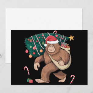 Cartes Pour Fêtes Annuelles Bigfoot Noël Arbre Lumières Noël Sasquatatch Amour