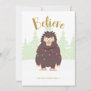 Cartes Pour Fêtes Annuelles Bigfoot Sasquatch Christmas Flat Holiday Card