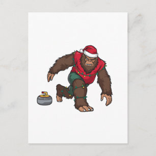 Cartes Pour Fêtes Annuelles Bigfoot Sasquatch Curling Noël 2026 Vacances