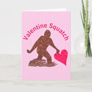 Cartes Pour Fêtes Annuelles Bigfoot Sasquatch de marche Valentine rose Squatch