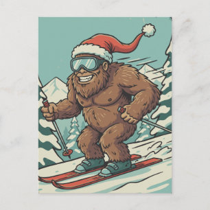 Cartes Pour Fêtes Annuelles Bigfoot Sasquatch Noël Ski Sport d'hiver
