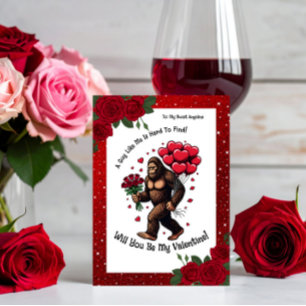 Cartes Pour Fêtes Annuelles Bigfoot Sasquatch Saint-Valentin Romantique Paille