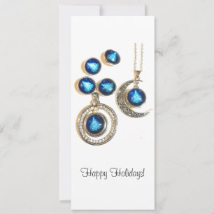 Cartes Pour Fêtes Annuelles Bijoux de Noël Arbre bleu noir brillant Lune