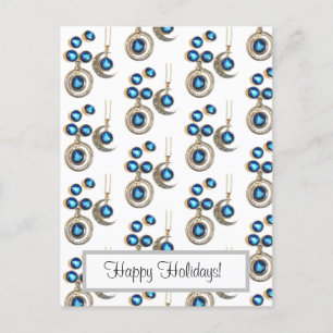Cartes Pour Fêtes Annuelles Bijoux de Noël Arbre bleu noir brillant Lune