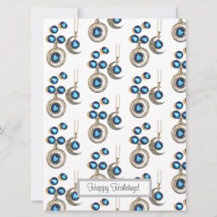 Cartes Pour Fêtes Annuelles Bijoux de Noël Arbre bleu noir brillant Lune