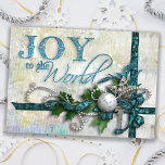 Cartes Pour Fêtes Annuelles Bijoux Turquoise et argent<br><div class="desc">Design richement stratifié en turquoise profond et argenté avec rubans satinés,  perles,  une étoile en argent,  clé en diamant,  ornement en argent et saint. Le texte est gravé d'une touche de parties scintillant. L'Arrière - plan est texturé et affligé de reflets. Le texte intérieur est personnalisable. Produits correspondants disponibles.</div>