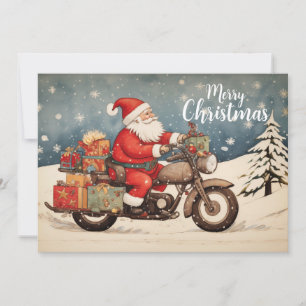 Cartes Pour Fêtes Annuelles Biker Père Noël