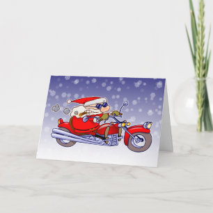 Cartes Pour Fêtes Annuelles Biker Père Noël