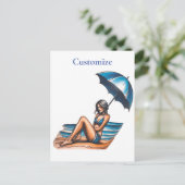 Cartes Pour Fêtes Annuelles Bikini Girl Beach Napping Thunder_Cove (Debout devant)