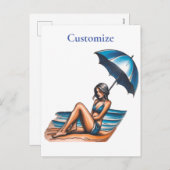 Cartes Pour Fêtes Annuelles Bikini Girl Beach Napping Thunder_Cove (Devant / Derrière)