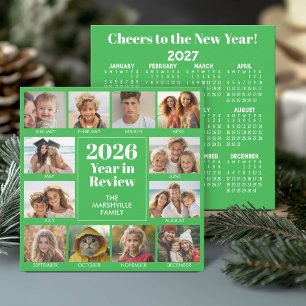 Cartes Pour Fêtes Annuelles Bilan annuel de 12 photos - 2026 Vert