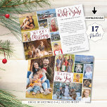 Cartes Pour Fêtes Annuelles Bilan de l'année 17 Collage de photos Salutations<br><div class="desc">Une année personnalisée unique en revue Carte de voeux de Noël avec un modèle photo collage avec 17 photos de différentes formes et tailles sur le devant et le dos. Le design a des salutations modifiables de chaque côté (l'exemple montre MERRY CHRISTMAS sur le devant et HAPPY NEW YEAR sur...</div>