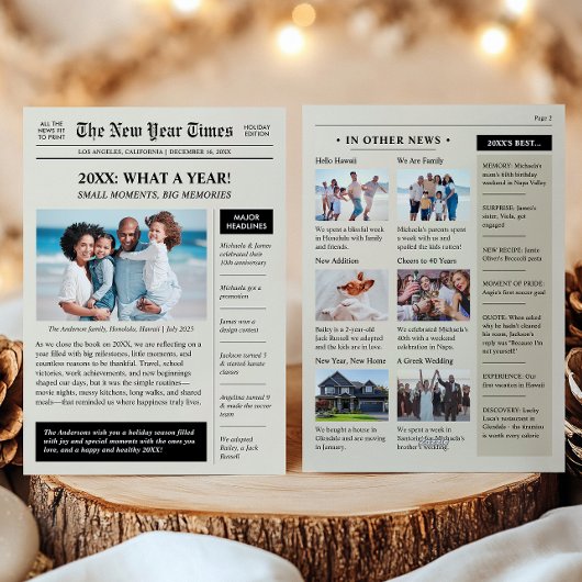 Cartes Pour Fêtes Annuelles Bilan de l'année Bonne Année Journal