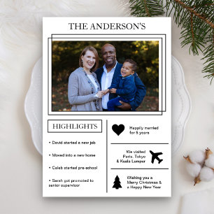 Cartes Pour Fêtes Annuelles Bilan de l'année Infographie de Noël blanc