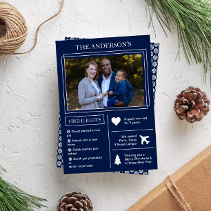 Cartes Pour Fêtes Annuelles Bilan de l'année Infographie de Noël bleu