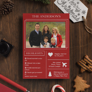 Cartes Pour Fêtes Annuelles Bilan de l'année Infographie de Noël rouge