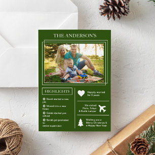 Cartes Pour Fêtes Annuelles Bilan de l'année Infographie Noël vert