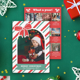 Cartes Pour Fêtes Annuelles Bilan de l'année Ruban Rouge & Rayures Joyeux Noël