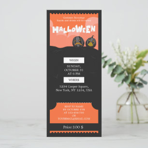 Cartes Pour Fêtes Annuelles Billet Éffrayant d'Halloween noir et orange
