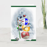 Cartes Pour Fêtes Annuelles Billiard Ball Snowman Noël<br><div class="desc">Le bonhomme de neige en boule de cue est adorable sur beaucoup de produits de Noël amusants. Idées cadeaux pour les amateurs de jeux de billard.</div>
