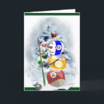 Cartes Pour Fêtes Annuelles Billiard Ball Snowman Noël<br><div class="desc">Le bonhomme de neige en boule de cue est adorable sur beaucoup de produits de Noël amusants. Idées cadeaux pour les amateurs de jeux de billard.</div>