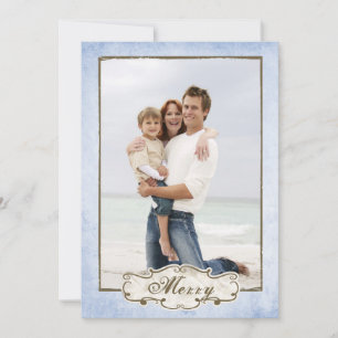 Cartes Pour Fêtes Annuelles Bio Blue Grunge Double Face Photo Holiday