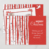 Cartes Pour Fêtes Annuelles Birch Trees & Birds Joyeux Noël (Devant / Derrière)