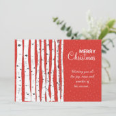 Cartes Pour Fêtes Annuelles Birch Trees & Birds Joyeux Noël (Debout devant)