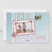 Cartes Pour Fêtes Annuelles Birch Trees & Flying Birds Red Joyeux Noël (Dos)