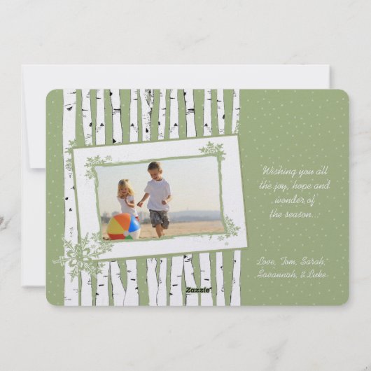 Cartes Pour Fêtes Annuelles Birch Trees Inséparables rouges Joyeux Noël (Dos)