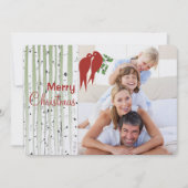 Cartes Pour Fêtes Annuelles Birch Trees Inséparables rouges Joyeux Noël (Devant)