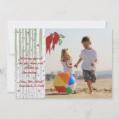 Cartes Pour Fêtes Annuelles Birch Trees Inséparables rouges Joyeux Noël (Dos)