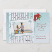 Cartes Pour Fêtes Annuelles Birch Trees Inséparables rouges Joyeux Noël (Dos)