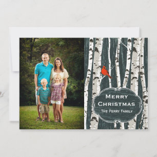 Cartes Pour Fêtes Annuelles Birch Trees Photo personnalisée Noël Salutation