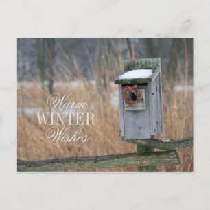 Cartes Pour Fêtes Annuelles Birdhouse avec couronne de vacances