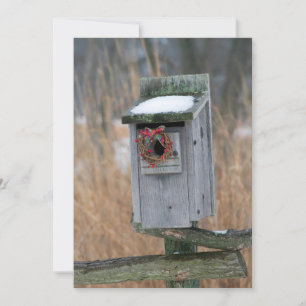Cartes Pour Fêtes Annuelles Birdhouse avec couronne de vacances