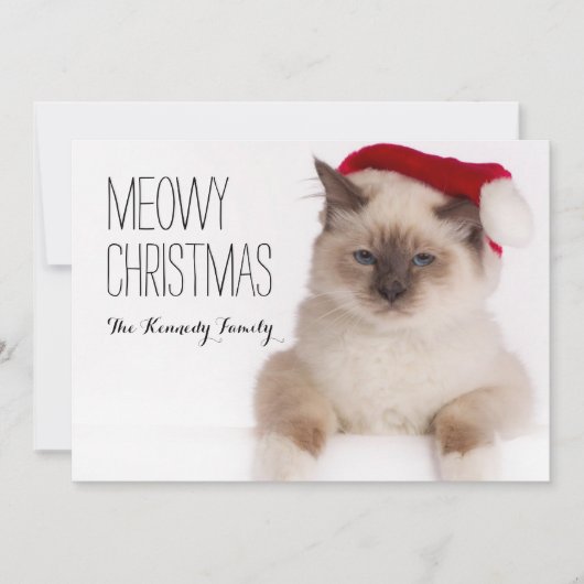 Cartes Pour Fêtes Annuelles Birman Cat Père Noël (Devant)