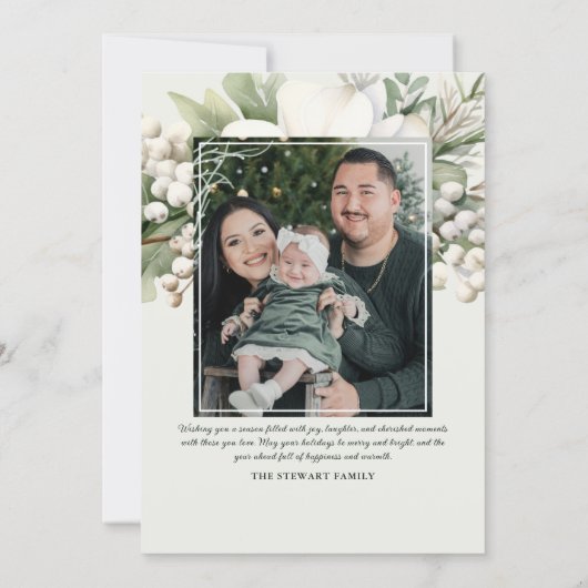 Cartes Pour Fêtes Annuelles Birth New Baby Photo Wreath Christmas Miracle (Dos)