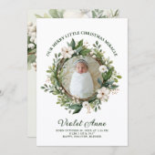 Cartes Pour Fêtes Annuelles Birth New Baby Photo Wreath Christmas Miracle (Devant / Derrière)