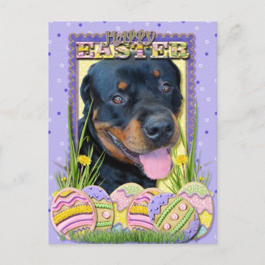 Cartes Pour Fêtes Annuelles Biscuits d'oeuf de pâques - rottweiler - Harley (Devant)