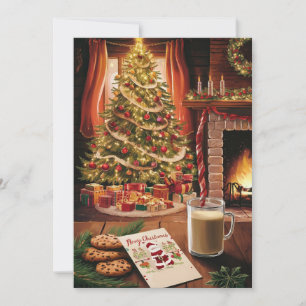 Cartes Pour Fêtes Annuelles Biscuits et Lait pour le Père Noël