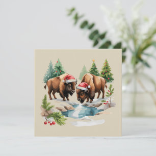 Cartes Pour Fêtes Annuelles Bison de Noël Buffle Animal Faune Sauvage de l'Oue