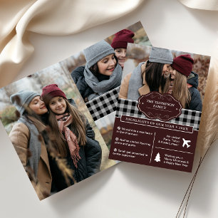 Cartes Pour Fêtes Annuelles Bison noir Plaid Année d'examen Photo de Noël